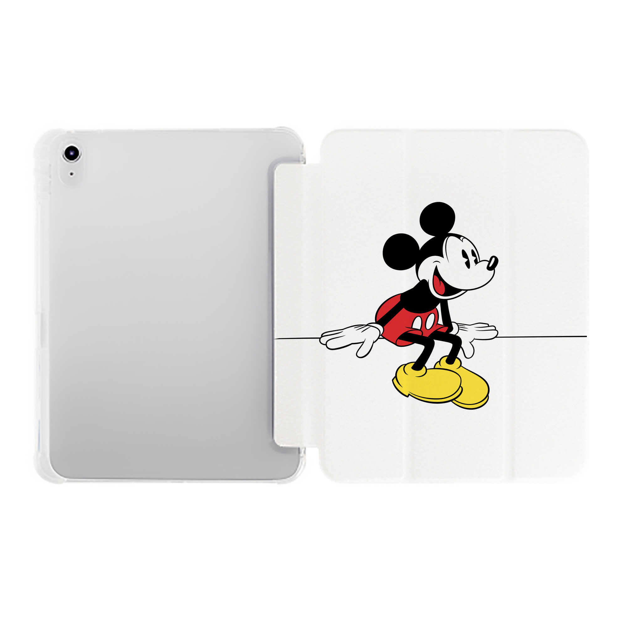 （画像用） ミッキーマウス Mickey Mouse IPad ケース ペン収納付き 三つ折りスタンド PUレザー×シリコン 対応機種9.5/10.5/10.9インチ
